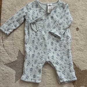 Cozy Quilted Kids Footie in Blue and Gray